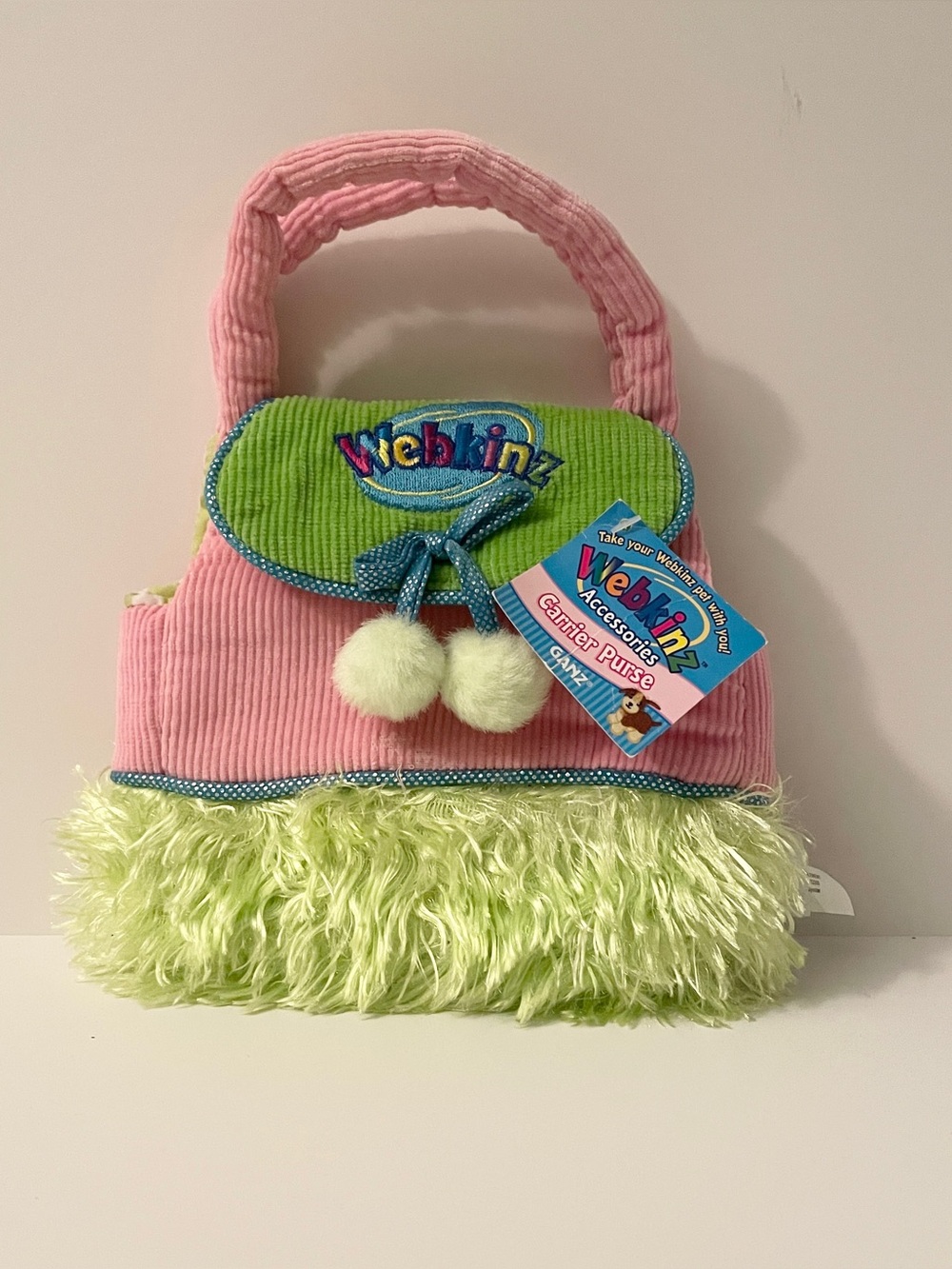 GANZ Webkinz Accessories Pink & Green Corduroy Carrier Purse Bag